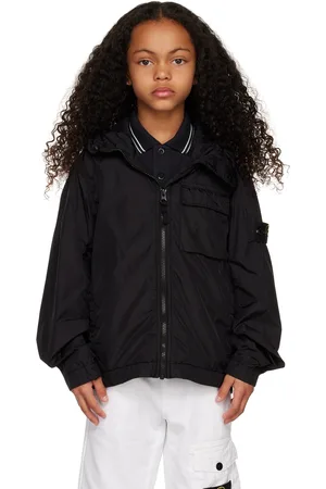 Stone Island Kids Black Hooded Jacket
