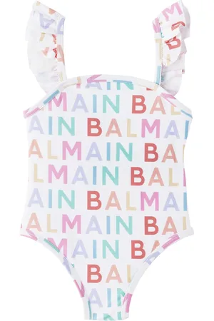 Balmain Baby White Ruffle Swimsuit