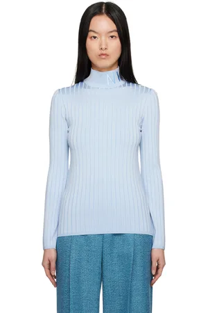 Nina Ricci Blue Embroidered Turtleneck