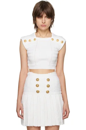 Balmain White Cropped T-Shirt
