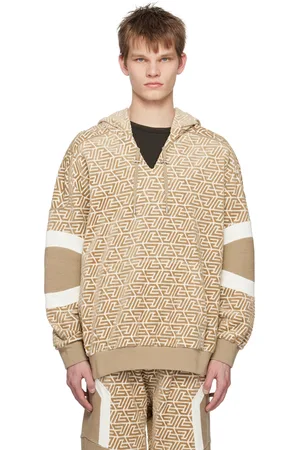 Balmain Beige Pyramid Monogram Hoodie