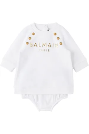 Balmain Baby White Embossed Dress & Briefs Set