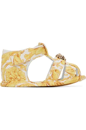 VERSACE Baby Yellow & White Barocco Pre-Walkers