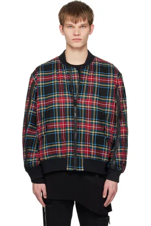 UNDERCOVER Red Plaid Reversible Bomber Jacket