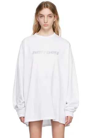 Halfboy White Crystal-Cut Long Sleeve T-Shirt