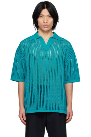 WOOYOUNGMI Blue Dropped Shoulder Polo