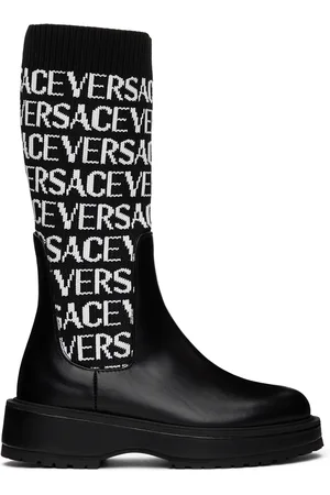 VERSACE Kids Black Logo Boots