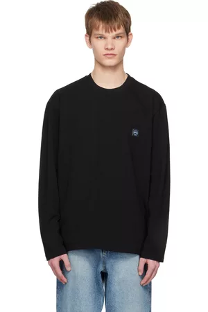 Solid Black Embroidered Long Sleeve T-Shirt
