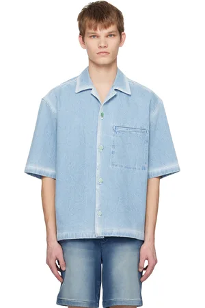 Solid Blue Faded Denim Shirt