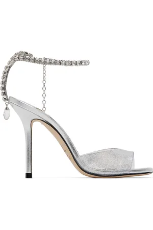 Jimmy Choo Silver Saeda 100 Heeled Sandals