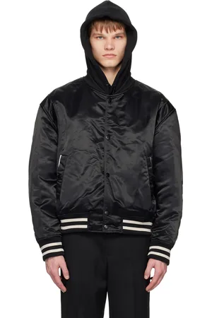 Solid Black Varsity Bomber Jacket