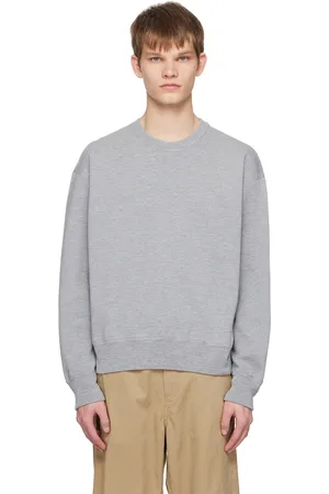 Solid Gray Rib Trim Sweater
