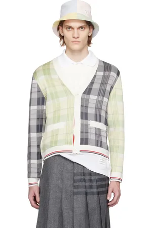 Thom Browne Green & Gray RWB Stripe Cardigan