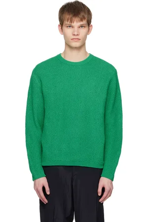 Solid Green Open Work Sweater