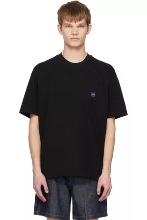 Solid Men T-shirts - Black Embroidered T-Shirt