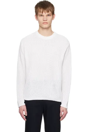 Solid White Open Work Sweater