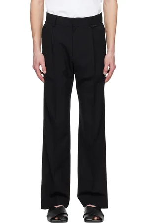 Solid Black Straight Trousers