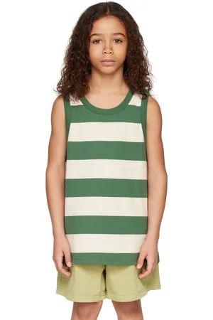Main Story Camisoles - Kids Green Striped Vest