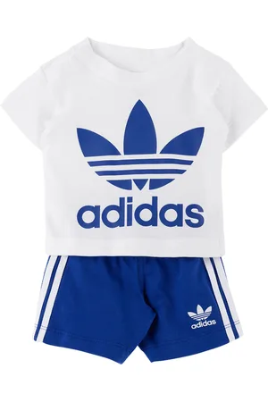 adidas Shorts - Baby White & Blue Trefoil T-Shirt & Shorts Set