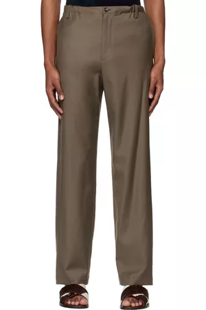 Agnona Men Pants - Brown Drawstring Trousers