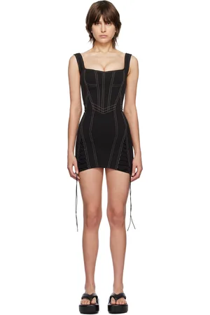 PRISCAVera Black Square Neck Minidress