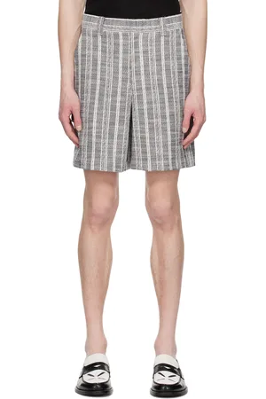 SYSTEM Off-White & Navy Stripe Shorts