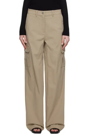 THEORY Taupe Wide-Leg Trousers