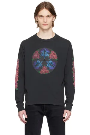 RE/DONE Black Cosmic Rose Long Sleeve T-Shirt