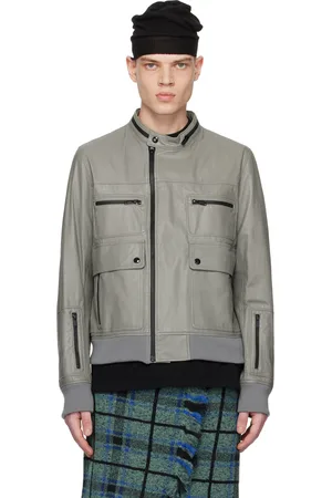 UNDERCOVER Gray Zip Leather Jacket