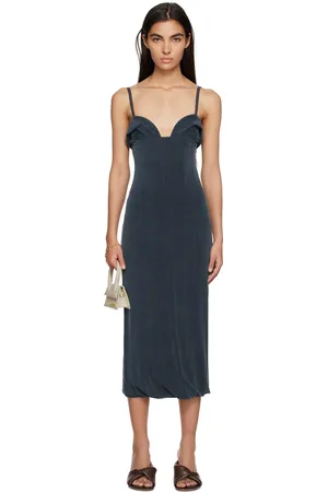 Jacquemus Women Midi Dresses - Navy Le Raphia 'La Robe Praia' Midi Dress