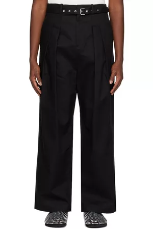 J.W.Anderson Men Pants - Black Pleated Trousers