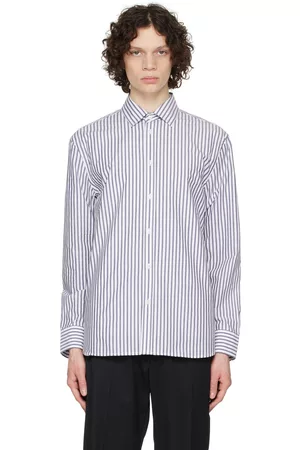 Filippa K Men Shirts - White & Blue Striped Shirt