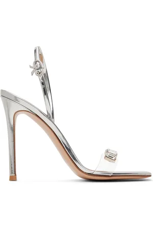 Gianvito Rossi Silver Ribbon Candy Heeled Sandals
