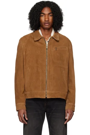 Schott NYC Men Leather Jackets - Tan Rough Out 375 Leather Jacket
