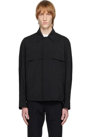 Solid Men Jackets - Black Button-Down Jacket