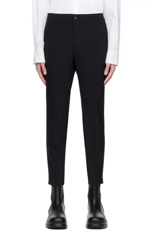 Solid Black Piped Trousers