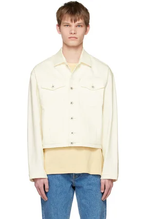 Kenzo Men Denim Jackets - Off-White Paris Button-Up Denim Jacket