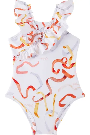 Chloé Baby White Printed One-Piece Swimsuit