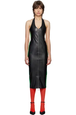 Miaou Black Hannah Jewett Edition Harlow Faux-Leather Midi Dress