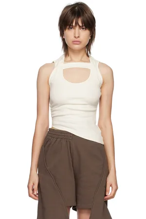 SRVC Off-White Ruched Tank Top