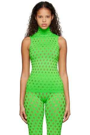 Maisie Wilen Green Perforated Tank Top
