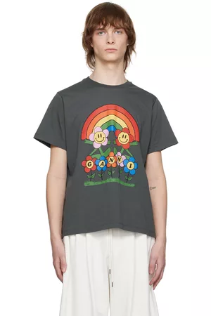 Ganni Men T-shirts - Gray Rainbow T-Shirt