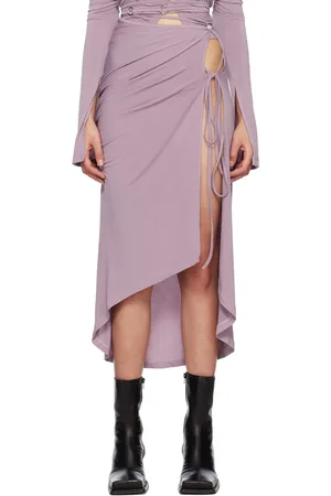 SRVC Purple Ruched Midi Skirt