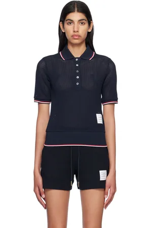 Thom Browne Women Polo Shirts - Navy Stripe Polo