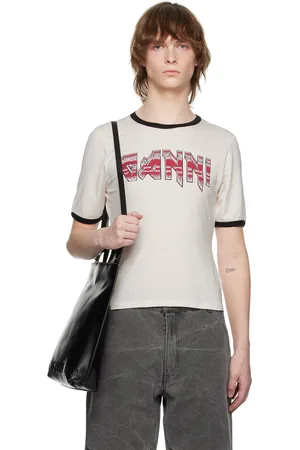 Ganni Off-White Fitted T-Shirt