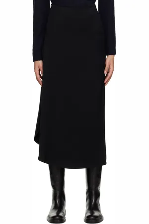 Totême Black Draped Circle Midi Skirt