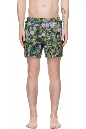 Tom Ford Men Swim Shorts - Green Floral Swim Shorts