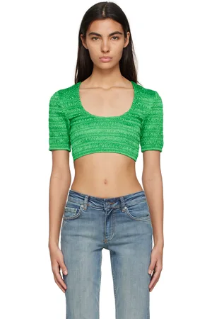 Ganni Green Ruched T-Shirt