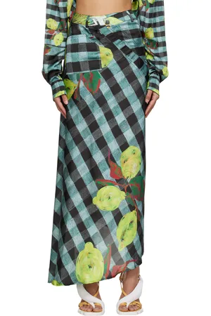 OTTOLINGER Blue Lemon Gingham Maxi Skirt