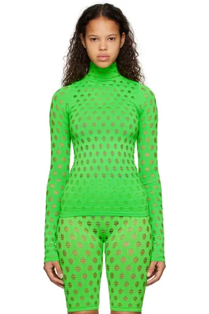 Maisie Wilen Green Perforated Turtleneck
